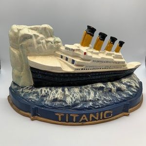 Vintage Titanic Ship Handpainted Heavy Cast Iron Ship